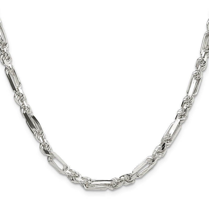 Sterling Silver 4.75mm D/C Figarope 26 Inch Chain