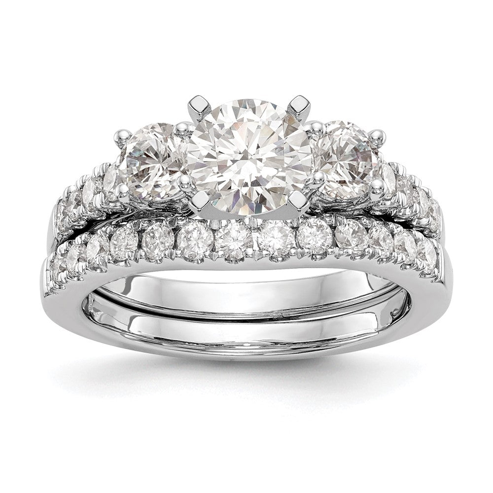 14K White Gold Round Simulated Diamond Halo Engagement Ring