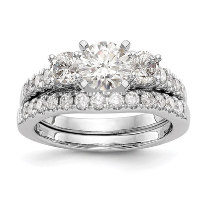 14K White Gold Round Simulated Diamond Halo Engagement Ring