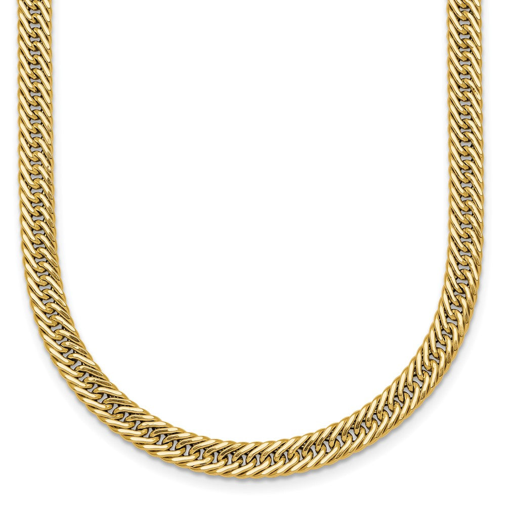 14K Yellow Gold Polished Fancy Hollow Curb Link 17 Inch Necklace