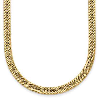 14K Yellow Gold Polished Fancy Hollow Curb Link 17 Inch Necklace