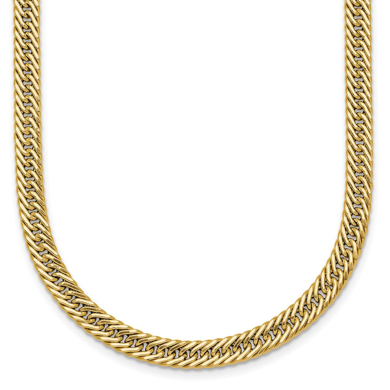 14K Yellow Gold Polished Fancy Hollow Curb Link 17 Inch Necklace