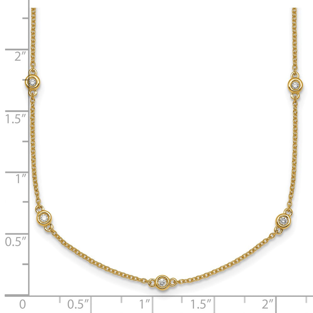 14K Yellow Gold Complete 1/5 carat Bezel-set Diamond and Cable Chain 13-Station 16 Inch Necklace