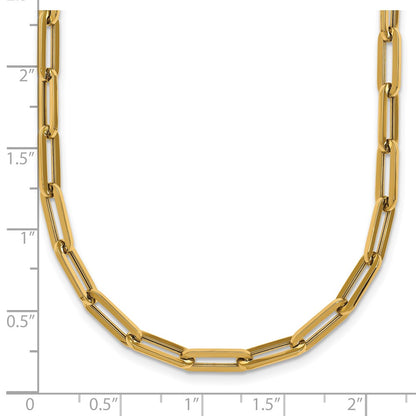 14K Yellow Gold Polished 4mm Paperclip Link 18 Inch Necklace