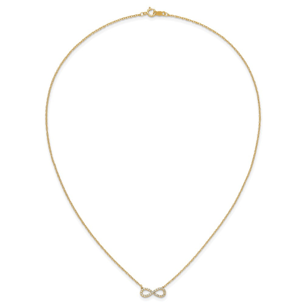 14K Yellow Gold Polished 1/6 carat Diamond Infinity Symbol 18 Inch Necklace