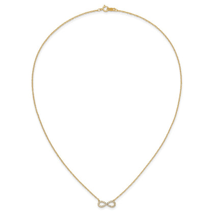 14K Yellow Gold Polished 1/6 carat Diamond Infinity Symbol 18 Inch Necklace