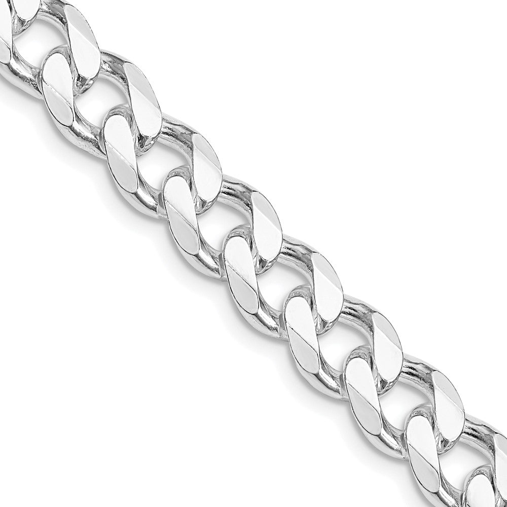 Sterling Silver Rhodium-plated 9.3mm Curb 28 Inch Chain