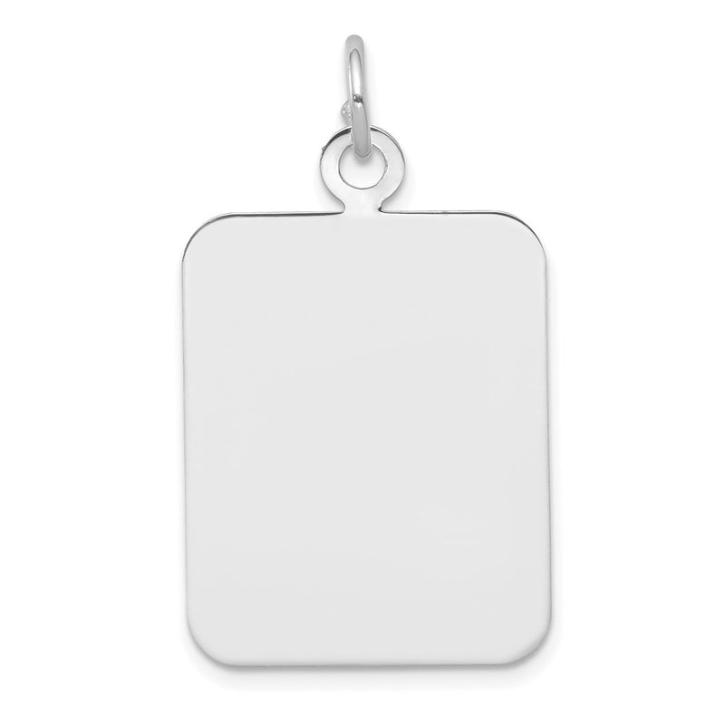 14K White Gold Plain 24.7x19.8mm .027 Gauge Rectangular Engravable Disc Charm