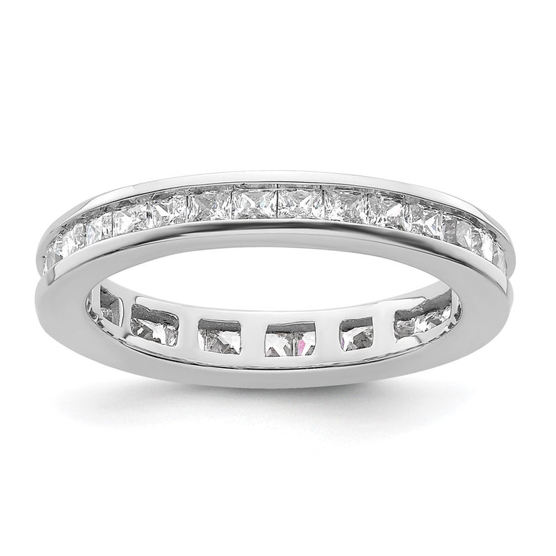 14K White Gold Polished Size 4.5 Channel-set 1 carat Princess Diamond Complete Eternity Wedding Band Ring