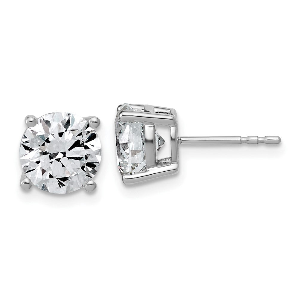 14K White Gold 4 carat Lab Grown Diamond VS/SI+ G+ Round Complete Four Prong Lightweight Stud Earrings