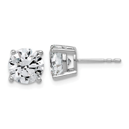 14K White Gold 4 carat Lab Grown Diamond VS/SI+ G+ Round Complete Four Prong Lightweight Stud Earrings