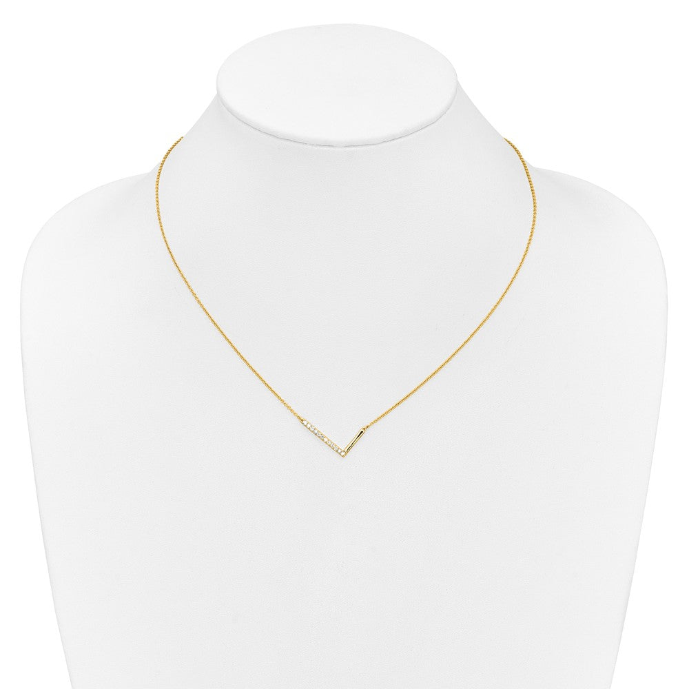 14K Yellow Gold Sideways Diamond Initial L 18 Inch Necklace