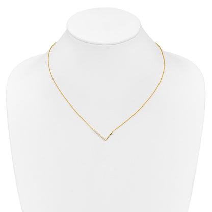 14K Yellow Gold Sideways Diamond Initial L 18 Inch Necklace