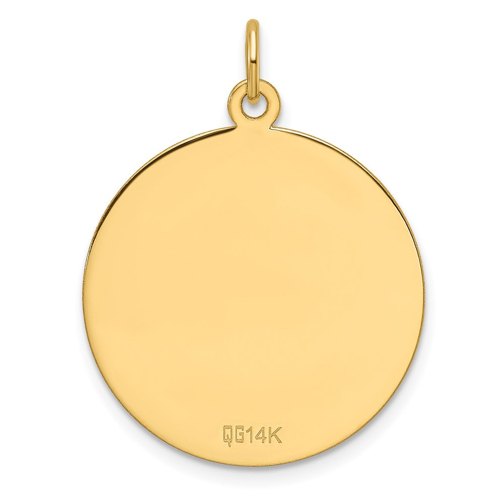 14K Yellow Gold Etched Edge Engravable Round 22.9mm Disc Charm