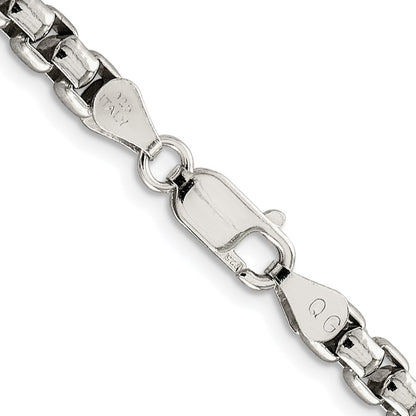 Sterling Silver Rhodium-plated 5.2mm Round Box 30 Inch Chain