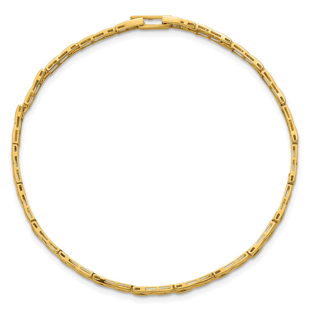 14K Yellow Gold Polished 4.25mm Fancy Link 7.5 Inch Bracelet