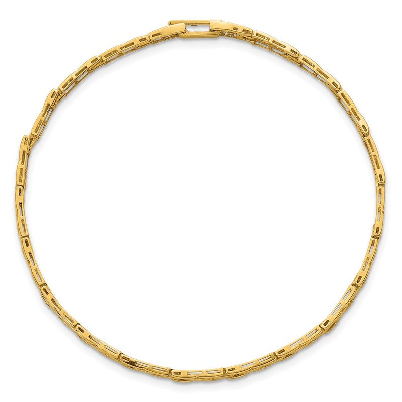 14K Yellow Gold Polished 4.25mm Fancy Link 7.5 Inch Bracelet