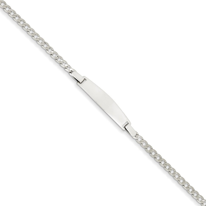 14K White Gold 7in Solid Polished Curb Link ID Bracelet