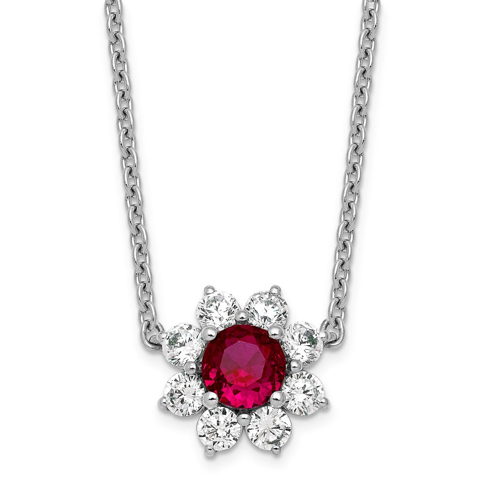 14K White gold VS/SI G+ Lab Grown Diamond and AAA quality Genuine Ruby Pend