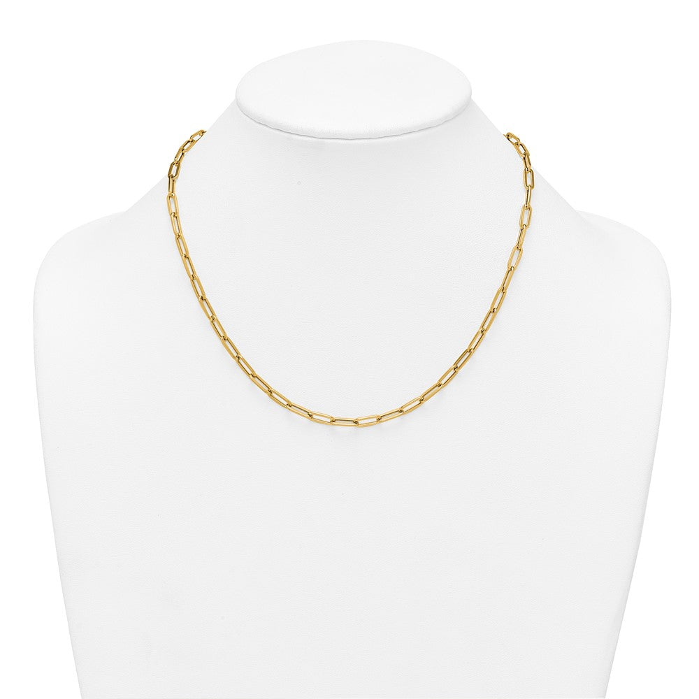 14K Yellow Gold Polished 4mm Paperclip Link 18 Inch Necklace