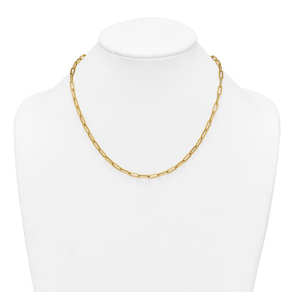 14K Yellow Gold Polished 4mm Paperclip Link 18 Inch Necklace