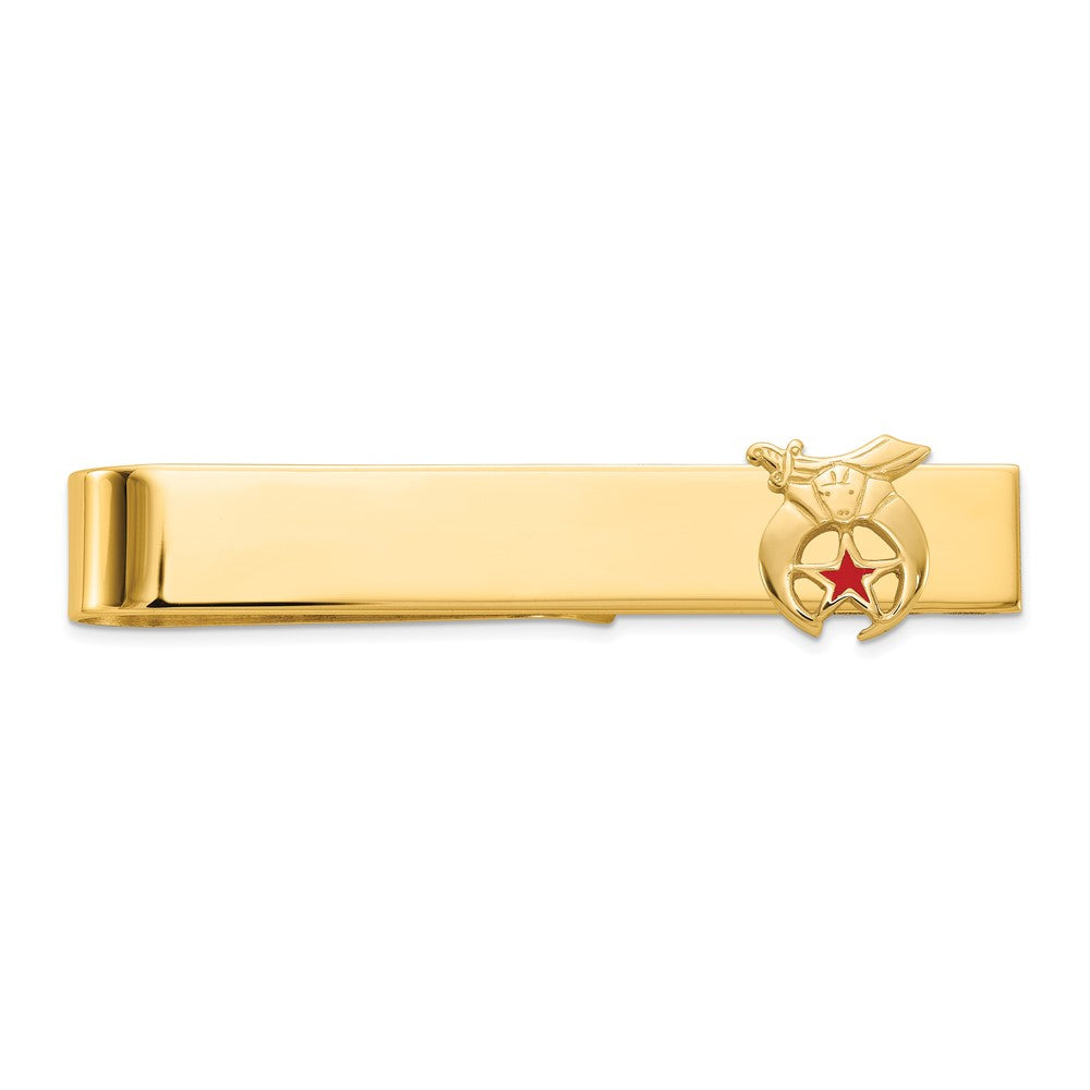 14K Yellow Gold Men's Polished and Textured with Red Enamel Masonic Shriner Large Tie Bar