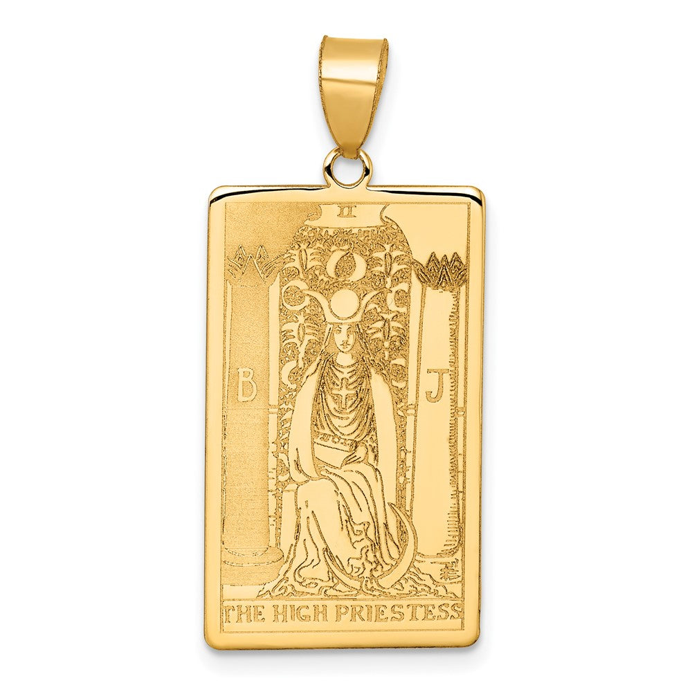 14K Yellow Gold The High Priestess Tarot Card Pendant