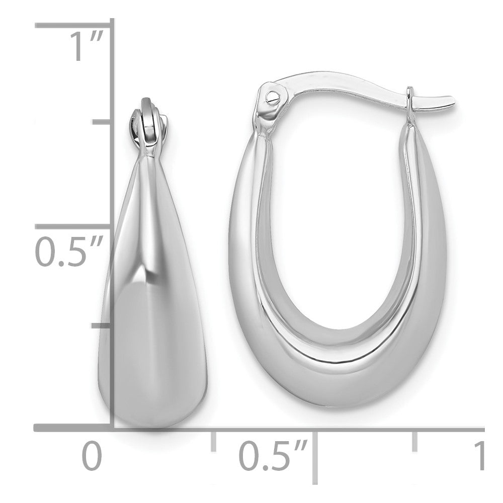 14K White Gold Polished Tapered Hollow Hoop Earrings
