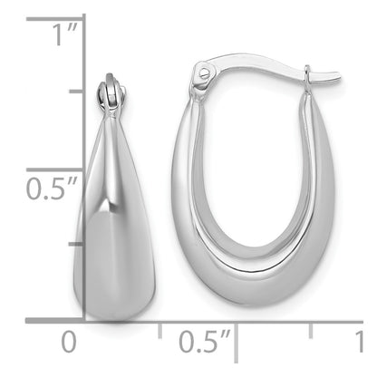 14K White Gold Polished Tapered Hollow Hoop Earrings