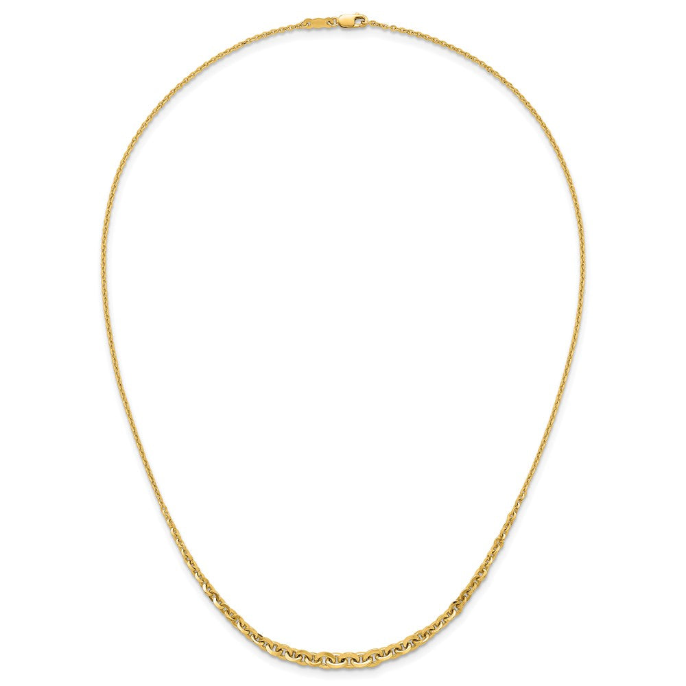 14K Yellow Gold Polished Fancy Graduated Cable Link 18 Inch Necklace