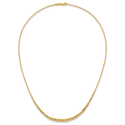 14K Yellow Gold Polished Fancy Graduated Cable Link 18 Inch Necklace