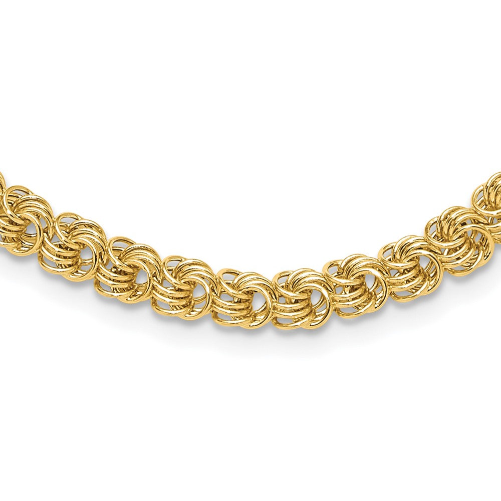 14K Yellow Gold Polished 5.3mm Fancy Triple Link 18 Inch Necklace