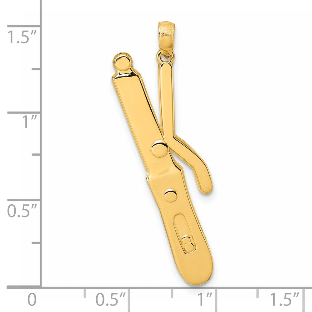 14K Yellow Gold Polished Curling Wand Pendant