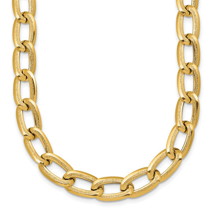 14K Yellow Gold Polished And Textured 8mm Long Curb Link 18 Inch Necklace