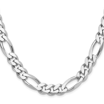 Sterling Silver Rhodium-plated 10.2mm Figaro 24 Inch Chain