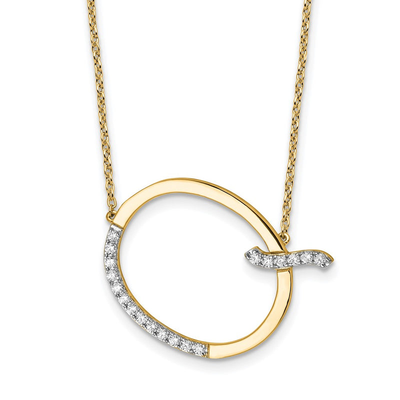 14K Yellow Gold Sideways Diamond Initial Q 18 Inch Necklace