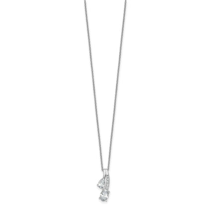 14K White Gold 7/8 carat Lab Grown Diamond VS/SI+ G+ Oval and Pear Complete 18 Inch Two Stone Pendant Necklace