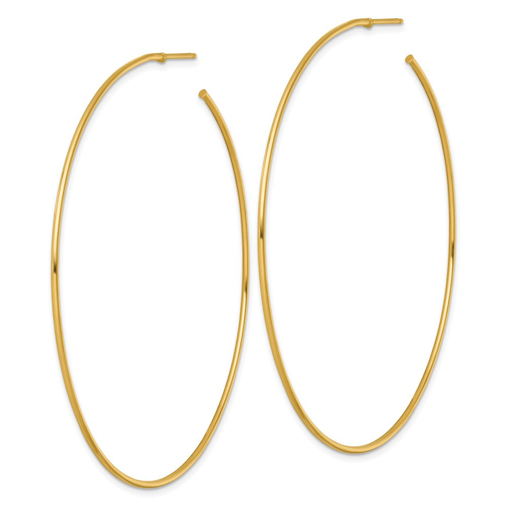 14K Yellow Gold Polished 1.2 x 70mm Solid C-Hoop Post Earrings