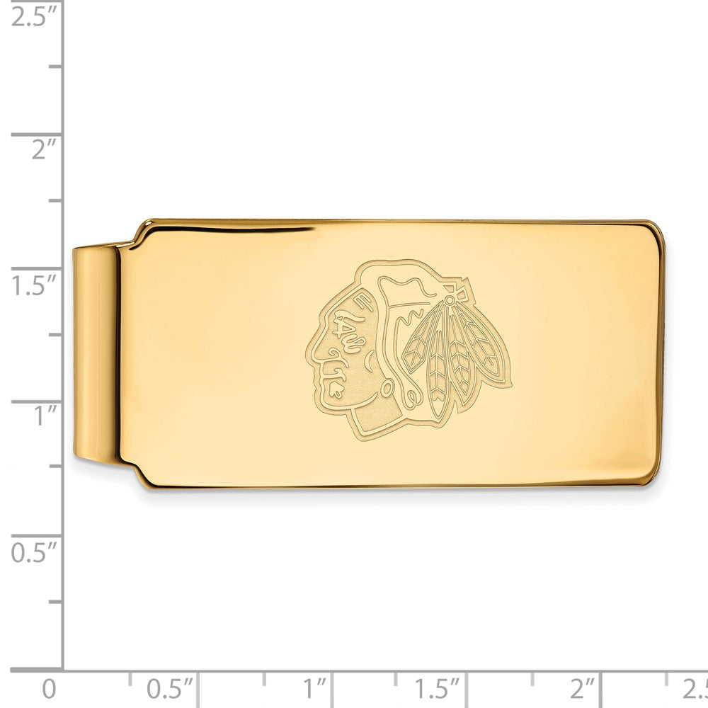 14K Yellow Gold Gold NHL LogoArt Chicago Blackhawks Money Clip