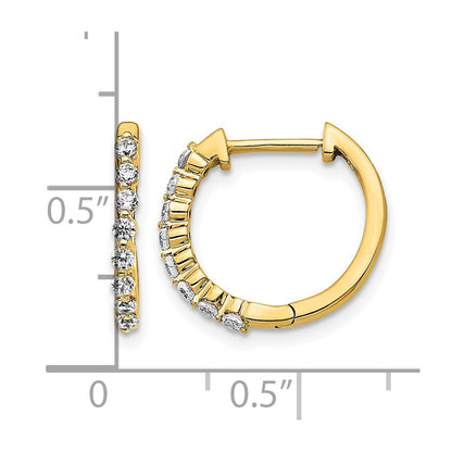 14K Yellow Gold 1/3 carat Diamond Hinged Hoop Earrings