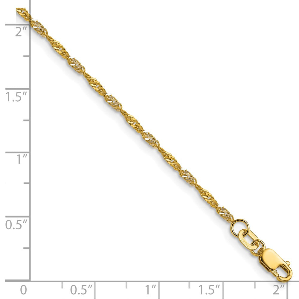 14K Yellow Gold with Rhodium 1.65mm Singapore Chain Necklace