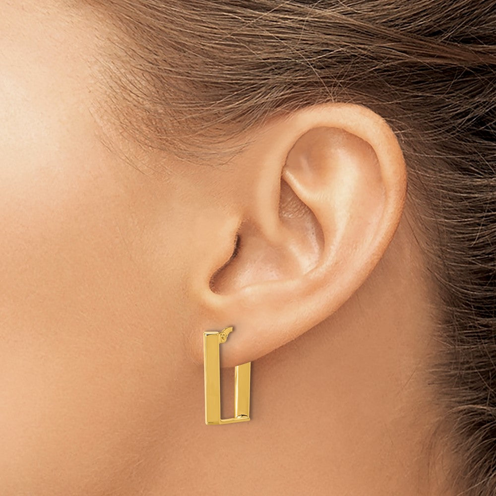 14K Yellow Gold 4x28mm Polished U-Shape Tube Hoop Earrings