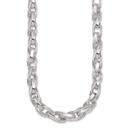 Sterling Silver Polished Double Twisted Link 18 Inch Necklace