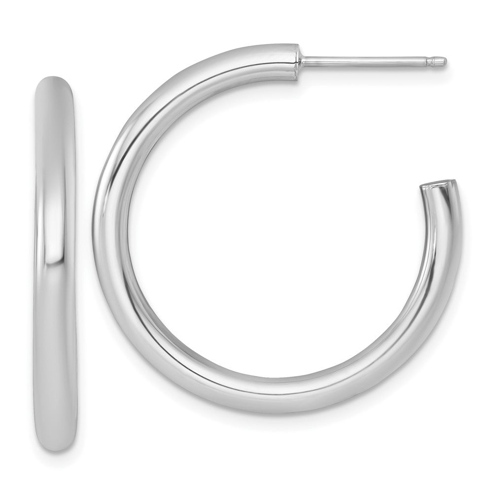 14K Yellow Gold Polished 3.0 x 30mm Tube C-Hoop Post Earrings