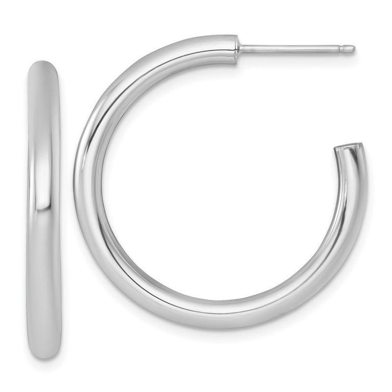 14K Yellow Gold Polished 3.0 x 30mm Tube C-Hoop Post Earrings