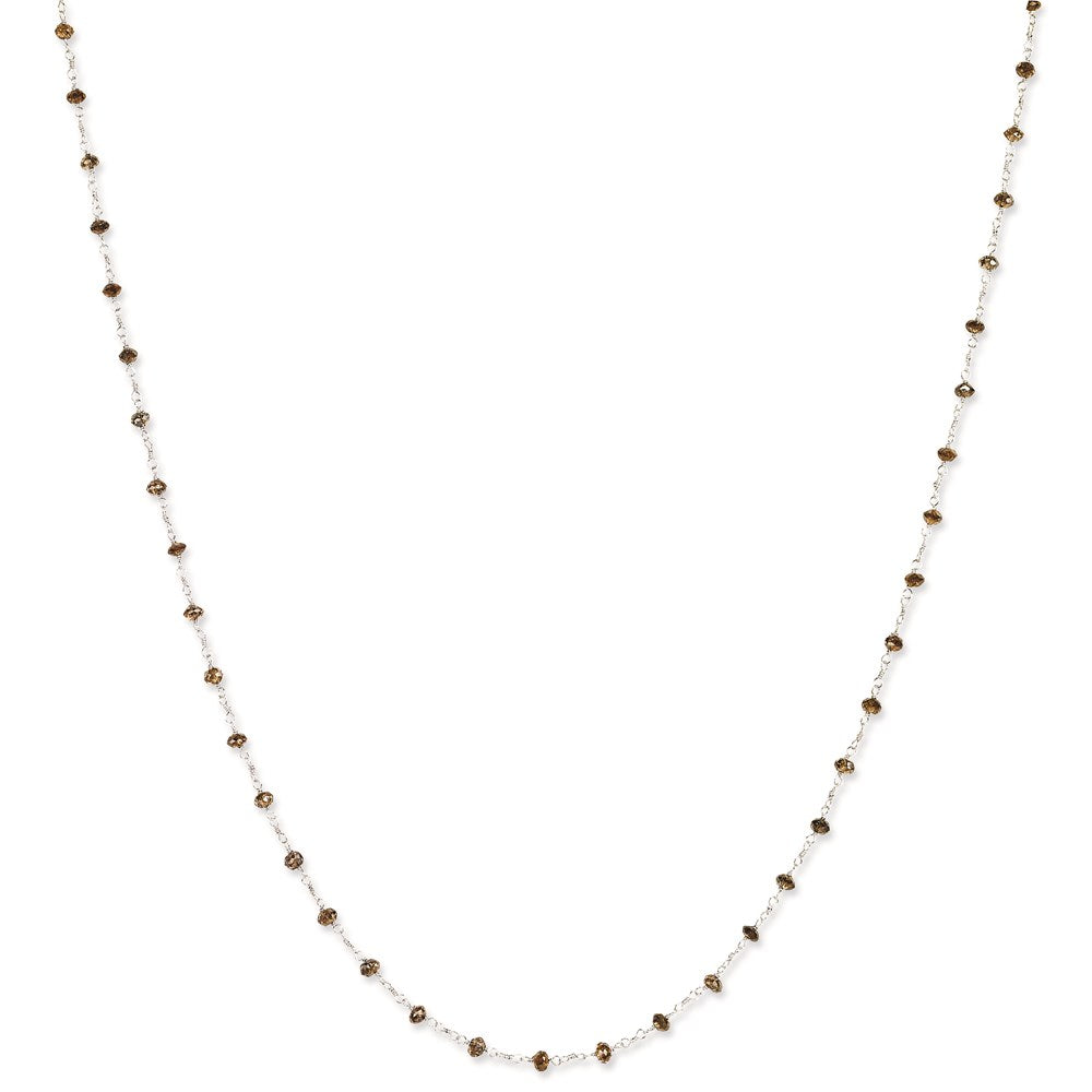 14K White Gold Coffee Brown Diamond Briolette 18 Inch Necklace
