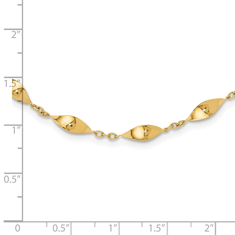 14K Yellow Gold Polished Fancy Twisted Links 18 Inch Necklace