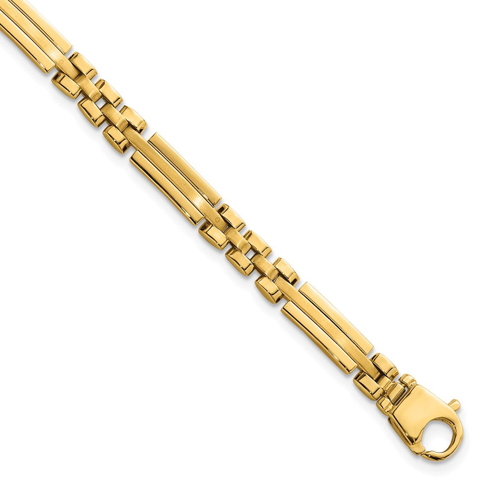 14K Yellow Gold Polished and Brushed 5mm Fancy Multi Link 8 Inch Bracelet
