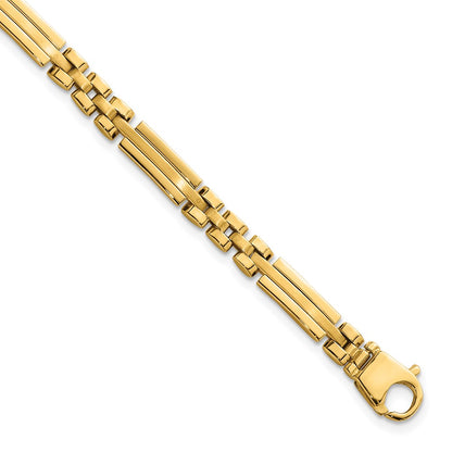 14K Yellow Gold Polished and Brushed 5mm Fancy Multi Link 8 Inch Bracelet