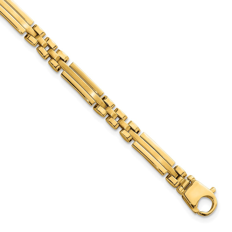 14K Yellow Gold Polished and Brushed 5mm Fancy Multi Link 8 Inch Bracelet
